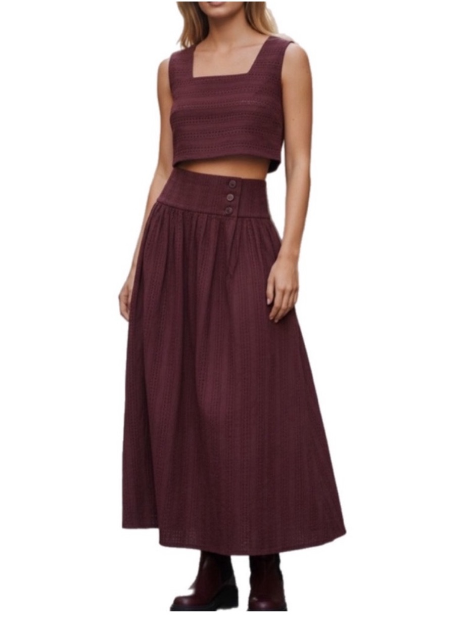 Free People For Sunshine 2-Piece Skirt Set In Sweet Raisin 100% Cotton